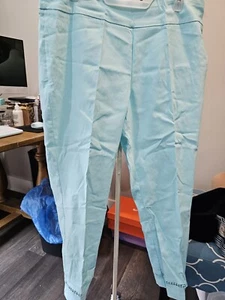 Crown & Ivy Knöchelhose Damen Größe 16 aquamarin detaillierter Saum Pull-On Stretch NEU - Bild 1 von 7