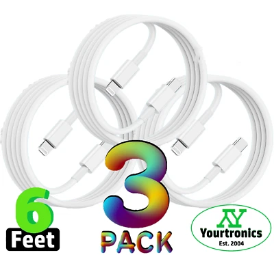 3 PACK 6ft Fast Charger Charging Cables For iPhone 14 13 12 11 X XR Plus Pro Max - Image 1 of 4