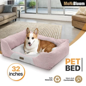 Pet Dogs Bed Winter Fluffy Plush Rectangle Self Warming Bolster Cuddler Cushion - Picture 1 of 10