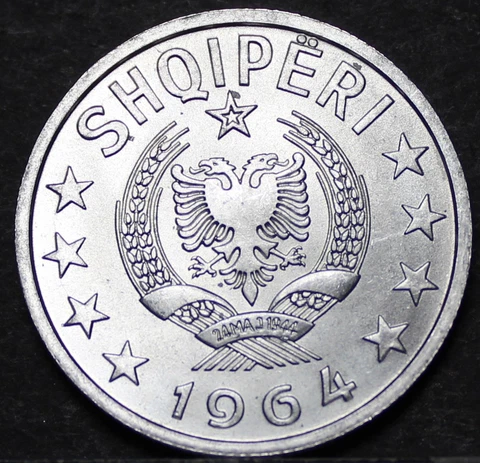 Albania 50 Qindarka, 1964 Gem Unc~Only Year Ever~Scarce~Free Shipping Cover