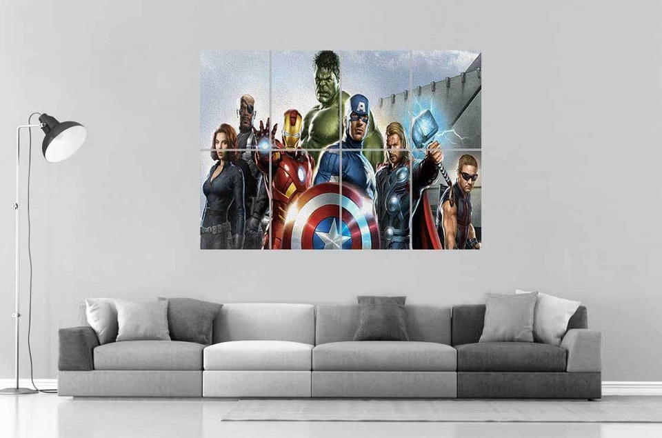 THE AVENGERS SUPER HEROS Art Style peint Poster Grand format A0 Large Print