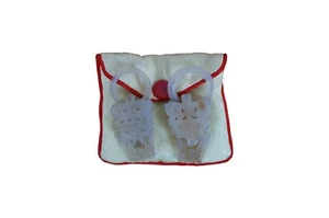 2 Antique Chinese Carved White Jade Devils Work Necklace Pendants Earring Charms - Picture 1 of 10