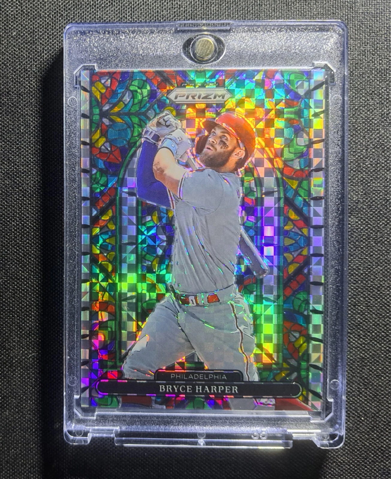 🔥/75 BRYCE HARPER 2022 Panini Prizm Stained Glass Power Plaid SSP⚾️