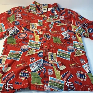 ST LOUIS CARDINALS MLB VINTAGE LEE SPORT HAWAIIAN SHIRT CLASSIC SIZE LARGE - Picture 1 of 6