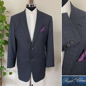 Tom James Royal Classic Two Button Blue Blazer Wool Sport Coat Jacket Size 42L - Bild 1 von 10
