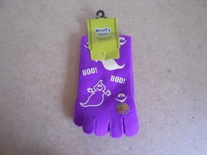 Purple Novelty Toe Socks Glow in the Dark Ghost and Boo! - Picture 1 of 6