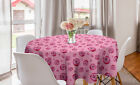 Roses Round Tablecloth Pink Tones Monochrome Flowers