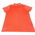 Nike Polo Shirt Mens 2Xl Orange Short Sleeve Collared Drifit Stripe Golf Xxl