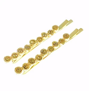 USA Bobby Pin Rhinestone Crystal Hair Clip Hairpin Jeweled Elegant Brown 10-2 - Picture 1 of 7