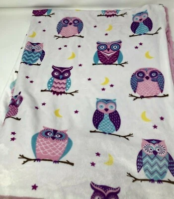OWL MINKY BABY GIRL BLANKET  - Image 1 of 3