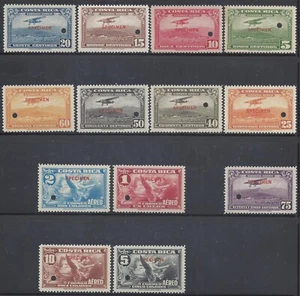 COSTA RICA POSTFLUGZEUG, ALLEGORIE des FLUGES, MENA SA15-SA27 EXEMPLAR POSTFRISCH 1934 - Bild 1 von 1