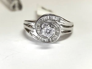 14K White Gold .50CT Natural VS Diamond Engagement Halo Swirl Ring Size 8.75 - Picture 1 of 4
