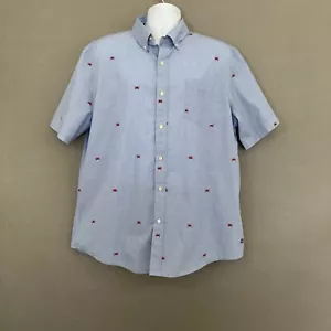 Chaps Shirt Mens Size XL Blue Crab Print Button Front Short Sleeve Casual - Picture 1 of 9