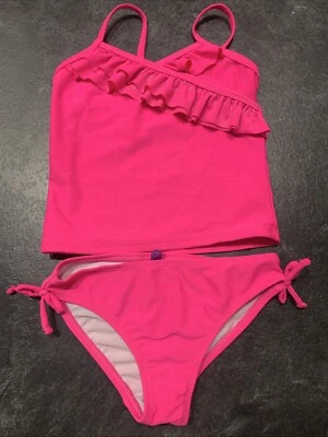 OP NIÑAS BIKINI DOS PIEZAS TRAJE DE BAÑO ROSA BRILLANTE BRILLO XS 4/5 Foto 1 de 4