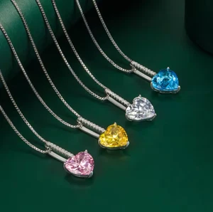 Herz Halskette Geburtsstein Geschenk Sterlingsilber - Bild 1 von 9