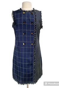 Julia Jordan Size 12 Yarn Dyed Tweed Double Breasted A Line Contrast Print 115A - Picture 1 of 7