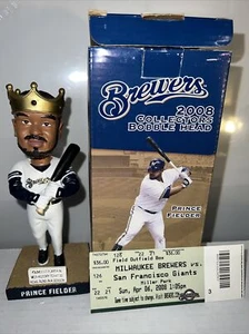 2008 Milwaukee Brewers SGA Prince Fielder Bobblehead TB Pinstripe NIB W/Game Tix - Picture 1 of 3