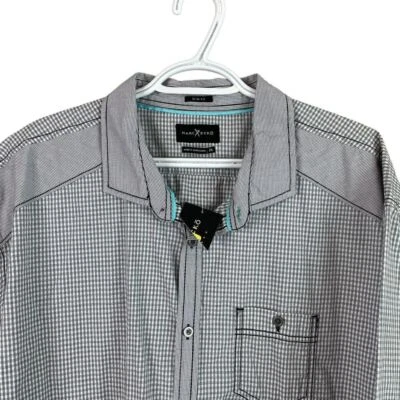 NEW Marc Ecko Slim Fit Button Up Shirt Mens 2XL Gray Check Short Sleeve Cotton - Image 1 of 4