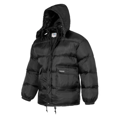 Puffer Jacket Feather Down Insulated Padded Winter Fishing Warm Hooded Long Coat - Image 1 of 4