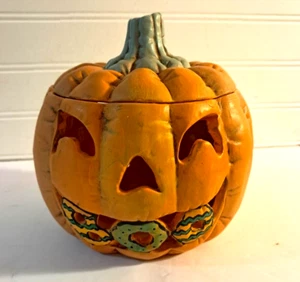 Vintage Nowell’s Molds 1987 Ceramic Pumpkin BOO Halloween Candle Holder - Picture 1 of 16