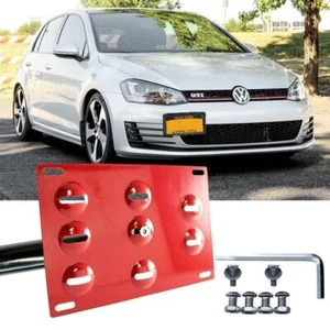Soporte de montaje de parachoques de matrícula de remolque rojo para Volkswagen MK7 Golf GTi 2015-2018 - Imagen 1 de 8
