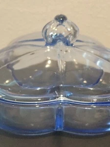 Vintage New Martinsville Blue Divided 3 Part Candy Dish W/ Crown Handle - Picture 1 of 8