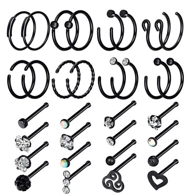 32件装鼻环手术钢CZ/Opal骨钉穿孔首饰套装 — 第 1/4 张图片