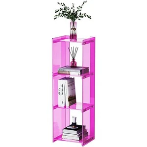 ACRYLIC BOOKCASE SMALL NARROW SHELF BOOKSHELF CORNER BOOKSHELF FREESTANDING TALL - Picture 1 of 8