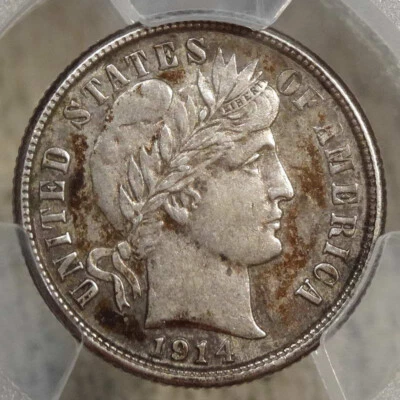 1914-S Barber Dime, Choice Almost Uncirculated, PCGS AU-58 - Image 1 of 4