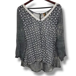Top Aratta Silent Journey grigio trasparente lavaggio ricamato - Foto 1 di 13