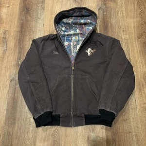 Chaqueta azteca Carhartt vintage manta de lana forrada con capucha marrón desteñido para hombre XL 90s - Imagen 1 de 7