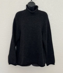 Vintage J.Crew Oarsman 100% Wool Knit Roll Neck Sweater Dark Gray Small RARE - Picture 1 of 14