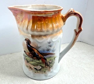 Vintage Porzellan RCW Bavaria Milchkrug Fasan Spiel Vogel Orange Glanzware - Bild 1 von 6