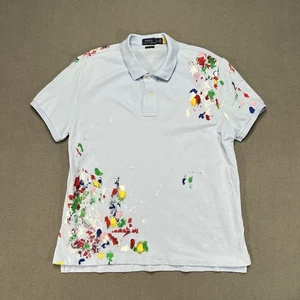 Polo Ralph Lauren Mujer Pintura Salpicaduras Polo Grande Azul Preppy Academia - Imagen 1 de 7
