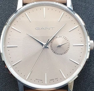 Gant Mens Quarts Watch Leather Strap W1084 42mm Taupe - Picture 1 of 16