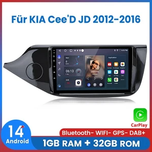Für KIA Cee'D JD 2012-2016 Carplay Autoradio GPS Navi BT Android14 Wifi 32G DAB+ - Bild 1 von 19