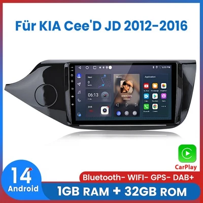 Für KIA Cee'D JD 2012-2016 Carplay Autoradio GPS Navi BT Android14 Wifi 32G DAB+ - Bild 1 von 4