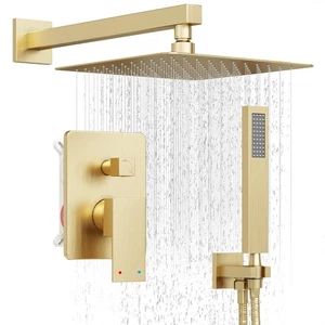 Gold Shower System, Shower Faucet Set with 10-Inch Rain Showerhead and Handhe... - Bild 1 von 8