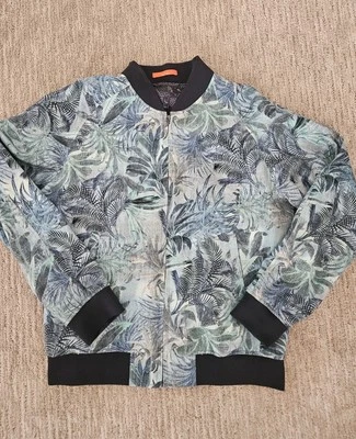Usado en Excelente Condición Chaqueta Bomber Tallia Para Hombres Ajuste Moderno Estampado Tropical Azul Med Foto 1 de 4
