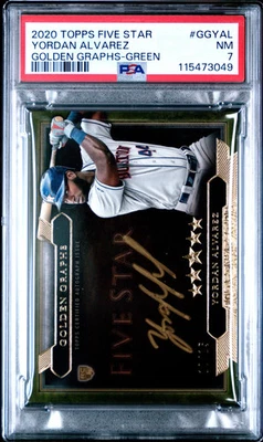 Yordan Alvarez 2020 Topps Five Star Golden Graphs #GGYAL Green /15 PSA 7 - Image 1 of 2