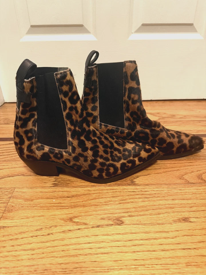 NUEVO-Botas de cuero occidentales con punta de zorro All Saints en leopardo-Talla 10 (EE. UU.) Foto 1 de 4