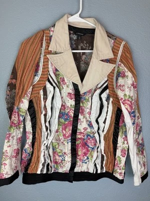 Jaqueta J Peterman Feminina 4 Boho Patchwork Babado Floral Bordada Índia - Imagem 1 de 4