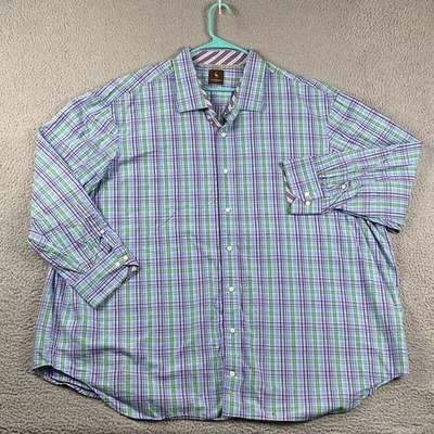 Camisa de vestir Tailorbyrd abotonada para hombre 4XL azul verde púrpura a cuadros preppy formal Foto 1 de 4