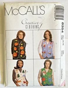 McCalls 8354 Womens Appliqué Holiday Vest Pattern Sz 16-18 UNCUT - Picture 1 of 3