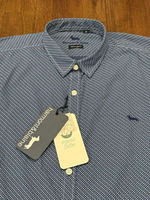 NWT HARMONT & BLAINE Organic Cotton Shirt Blue W/ White Diamond Sz Small - Image 1 of 2