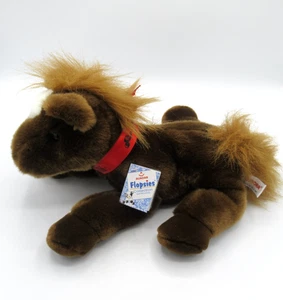 Peluche Aurora FLOPSIES Caballo Poni Marrón National Western Show 13" Relleno Nuevo con Etiquetas - Imagen 1 de 8