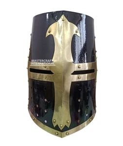 Medieval Knight Templar Helmet 18G Mild Steel Armor Cosplay Replica for LARP - Picture 1 of 4