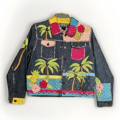 Berek 2 from Neiman Marcus Sequin Hawaiian Takako Sakon Pineapple Denim Size M - Image 1 of 4