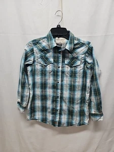 Cody James Western Shirt Youth Sz XL Pearl Snap Plaid Cotton Long Sleeve - Picture 1 of 11