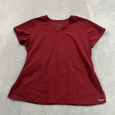 Barco Shirt Women's L Scrub Top Stretch Pockets Short Sleeve Red Uniform Health - Image 1 of 4